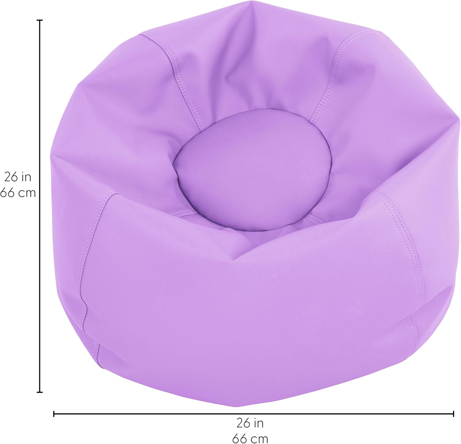 FDP SoftScape Classic 26" Junior Bean Bag Chair, Furniture for Kids, Perfect for Reading, Playing Video Games, Relaxing Alternative Seating for Classroom, Daycare, Library Home - Lavender, 10477-LV