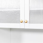 Kitchen Pantry Cabinet with Multi-Tier Pull-Out Shelf, Farmhouse Storage Cabinet with 4 Doors, Expandable Pull-Out Organizers, Freestanding Pantry Hutch for Kitchen Dining Room Living Room