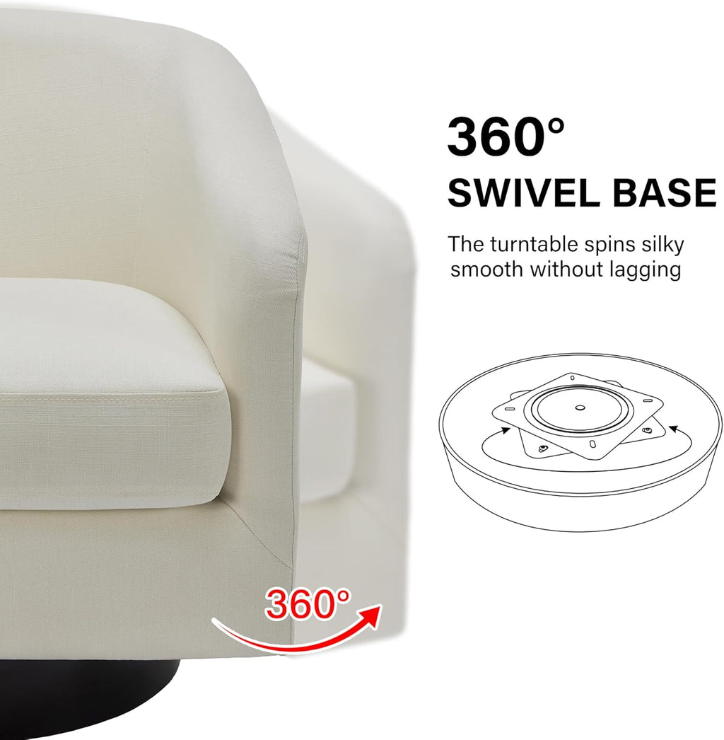 Swivel Barrel Accent Chair, Modern Round Chenille Fabric Arm Chair for Living Room, Bedroom, Comfy Club Reading Chairs for Adults