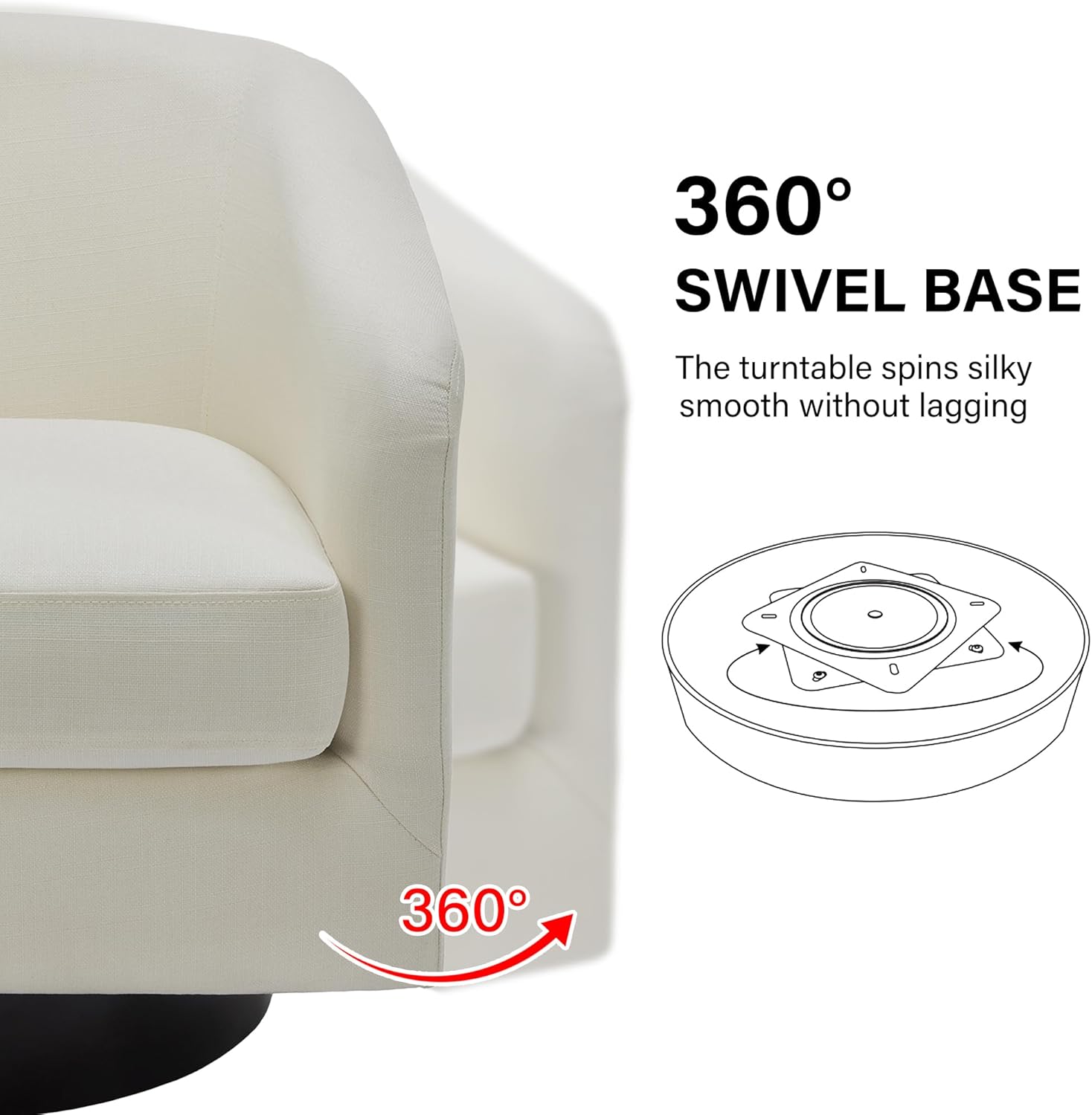 Swivel Barrel Accent Chair, Modern Round Chenille Fabric Arm Chair for Living Room, Bedroom, Comfy Club Reading Chairs for Adults