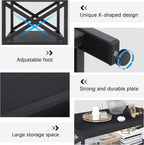 Bigbiglife Living Room Coffee Table Set of 3, Industrial X-Design Coffee Table and 2 End Side Tables, 3 Piece Living Room Table Set with Large Storage for Apartment Home (Black)