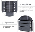 Ball & Cast 77" Freestanding Kitchen Pantry with 3 Drawers and Adjustable Shelves,Tall Cupboard Storage Cabinet with 8 Door Shelves, for Kitchen,Dining Room,Living Room,Apartment,Gray
