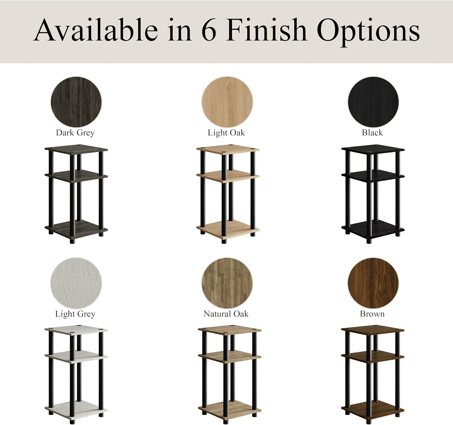 3-Tier End Table with Open Shelves, Natural Oak