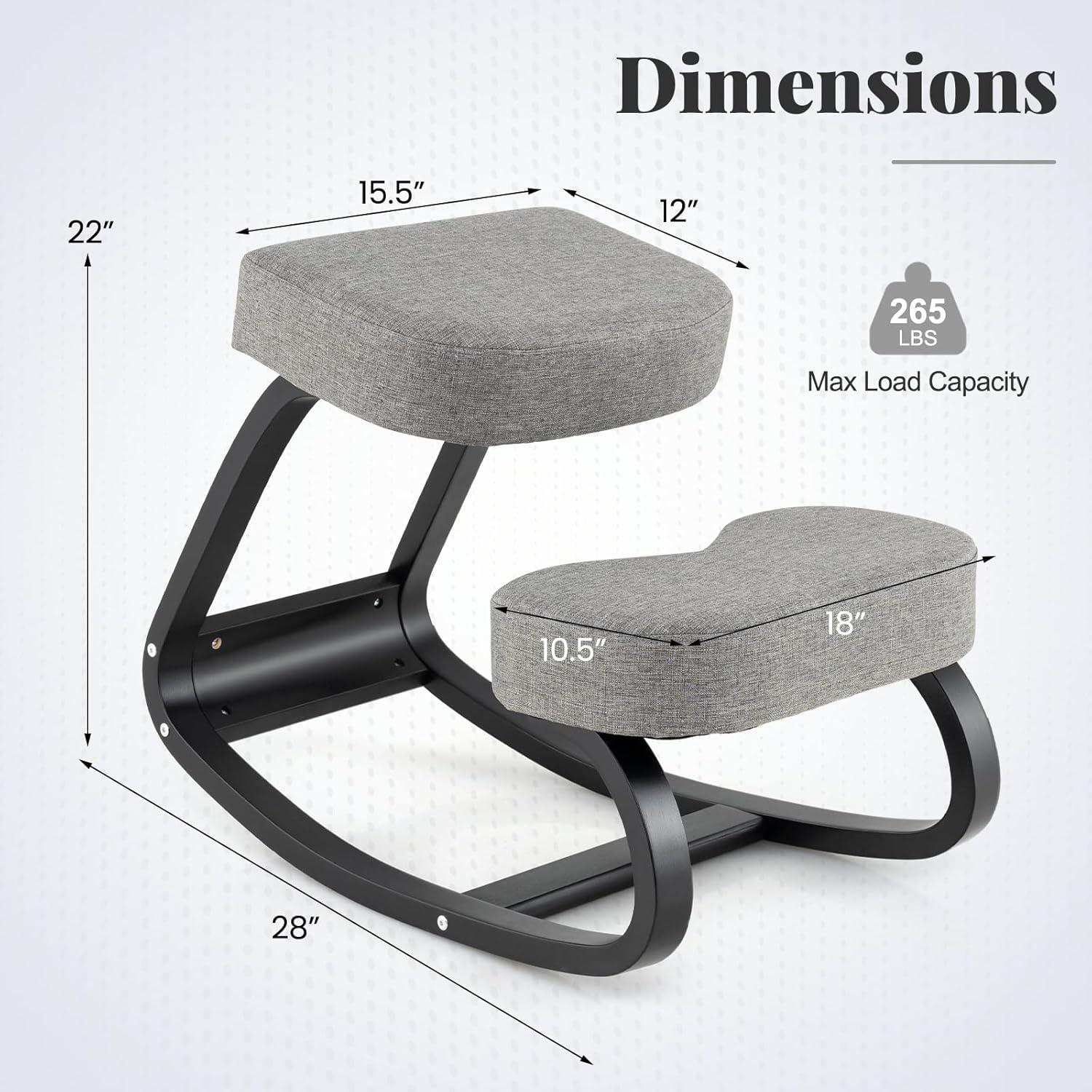 Giantex Ergonomic Kneeling Desk Chair, Upright Posture Chair with Cushion & Solid Wood Frame, Natural Relief for Neck or Back Pain, Wooden Knee Chair for Home Office (1)