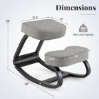 SlickBlue Wooden Ergonomic Backless Rocking Kneeling Chair with Padded Cushion, Active Sitting