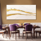 VAYIMDH Canvas Abstract Art White Large Wall Decorations for Living Room Gold Foil Abstract Wall Hanging Oil Painting for Office 29"x 58" Home Decor