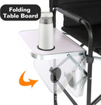 Aluminum Tall Directors Chairs Foldable, 41'' Makeup Chair for Makeup Artist with Side Table Cup Holder Storage Bag and Footrest, Weighs Only 8.8lb, 250lbs Capacity