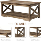 LUXOAK 3-Piece Farmhouse Living Room Table Sets, Includes 1 x Coffee Table, 2 x End Tables with Charging Station & USB Ports, Rustic Coffee Table Set of 3, Barnwood