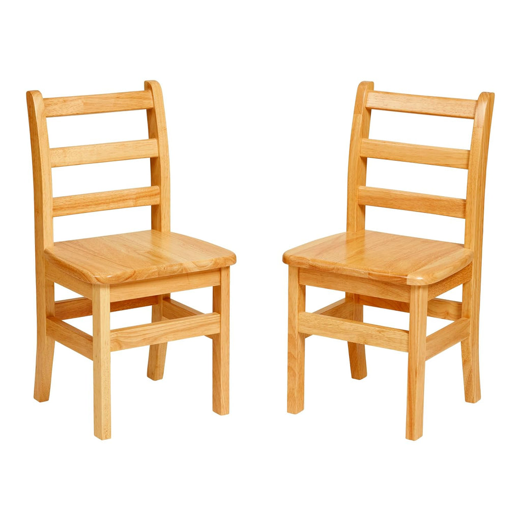 ECR4Kids Three Rung Ladderback Chair, 14in Seat Height, Classroom Seating, Honey, 2-Pack