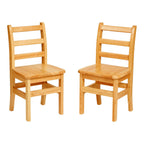 ECR4Kids Three Rung Ladderback Chair, 14in Seat Height, Classroom Seating, Honey, 2-Pack