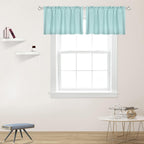 DECOVSUN Aqua Blue Valance for Windows 42x18 Inch Solid Thermal Insulated Blackout Rod Pocket Kitchen Short Curtain Toppers Valance for Bathroom Living Room 2 Panels