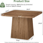 Solid Wood Dining Table with Pedestal Base, 39" Farmhouse Square Rustic Kitchen Table, Accent Modern Kitchen & Dining Room Furniture for Small Spaces, Apartment, Restaurant