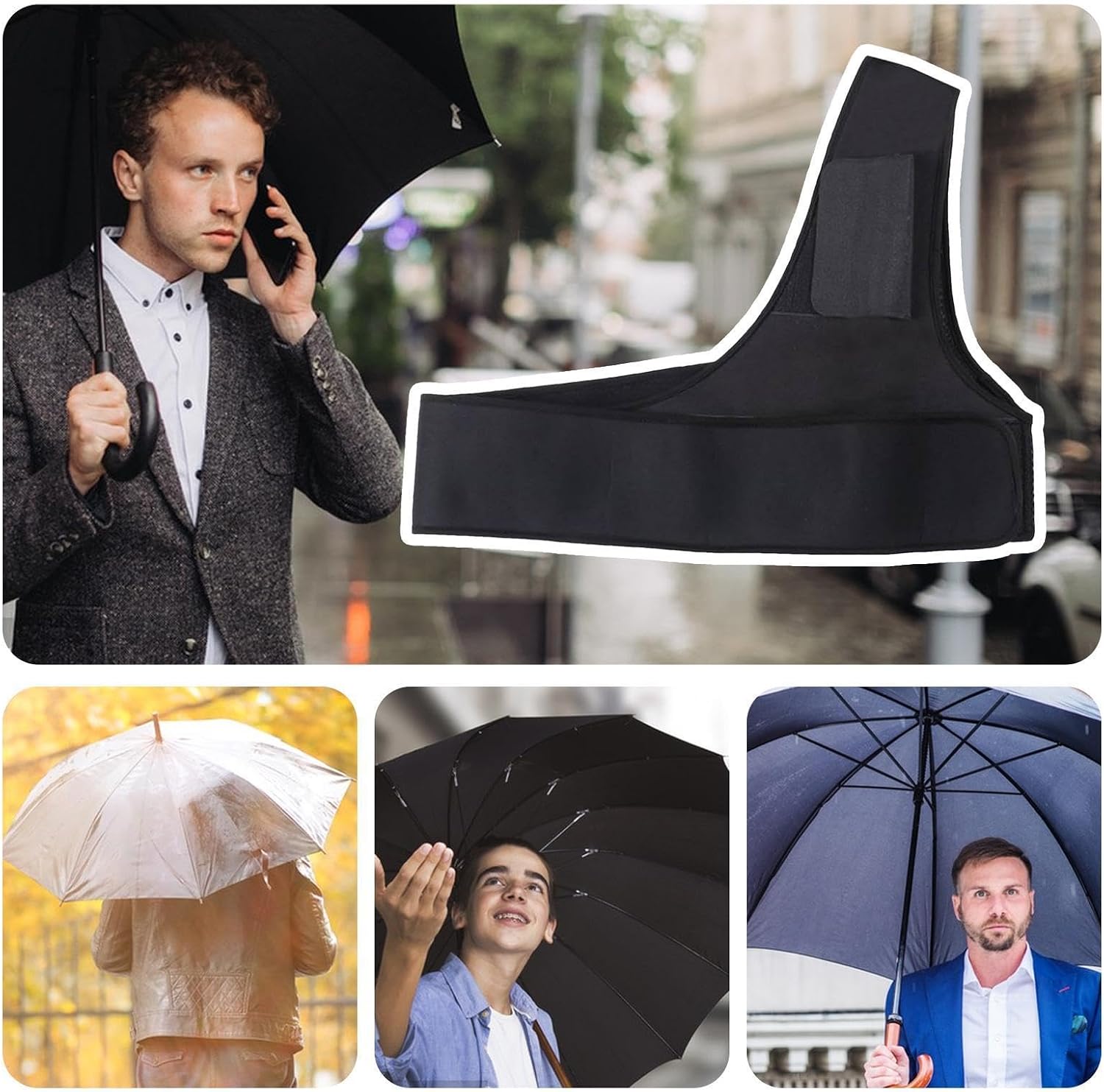 Wearable Umbrella Harness, Hands Free Sun Shade Holder, Adjustable Shoulder Support Strap, Portable Outdoor Umbrella Mount, Gardening Festival Walking Rain Sun Protection Use Travel Outdoor Events
