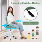DORTALA Desk Chair for Teen, Kids Armless Swivel Small Cute Low-Back Mesh Office Chair Comfy with Adjustable Height, Lumbar Support, Ergonomic Computer Study Chair in Home Bedroom School (Sage Green)