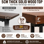 Live Edge Bar Table with Guardrail, 2" Thick Solid Wood Long Narrow High Top Table, Industrial Counter Height Pub Table, Breakfast Tables with Metal Frame for Kitchen, Window, Coffee Bar