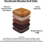 Zyra 18 Inch Side End Table, Sculptural Stacked Design, Mango and Acacia Wood Artisanship, Brown Finish, Modern Accent Table for Living Room, Bedroom, Entryway and Home Decor Display