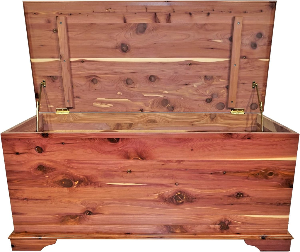 DutchCrafters Rustic Solid Wood Natural Wooden Cedar Chest, Aromatic Cedar Scent - Linen Blanket Storage Chest, Clothes Storage Trunk, End of Bed Storage Bench - Amish Made in USA (42" Width)
