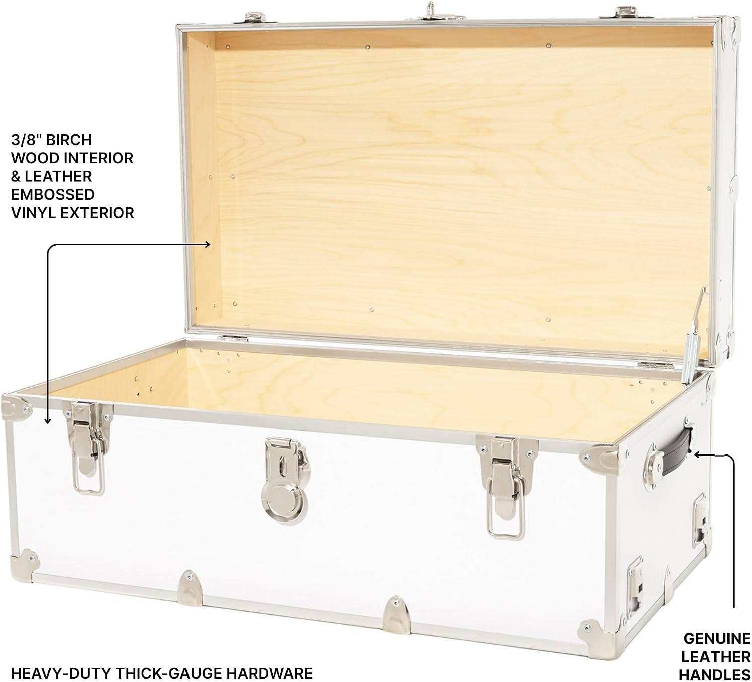Rhino Trunk & Case Classic XL Trunk With Wheels 34"x20"x15", 1500+ lbs Capacity - Many Colors, Soft-Close Lid. Strong, USA Made Summer Camp Footlocker and Secure College Dorm Storage Chest