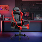 ECOTOUGE Gaming Chair, Ergonomic Computer Gamer Chair with Massage Lumbar Support & Rocking High Back, 360° Swivel Video Game Chair for Gaming or Office, Height Adjustable (Red)