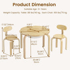 Olakids Kids Table and Chair Set, Wooden Toddler Activity Desk with Center Storage Basket, Ideal 3-Piece Children Furniture for Art Crafts Playing Eating Drawing Reading