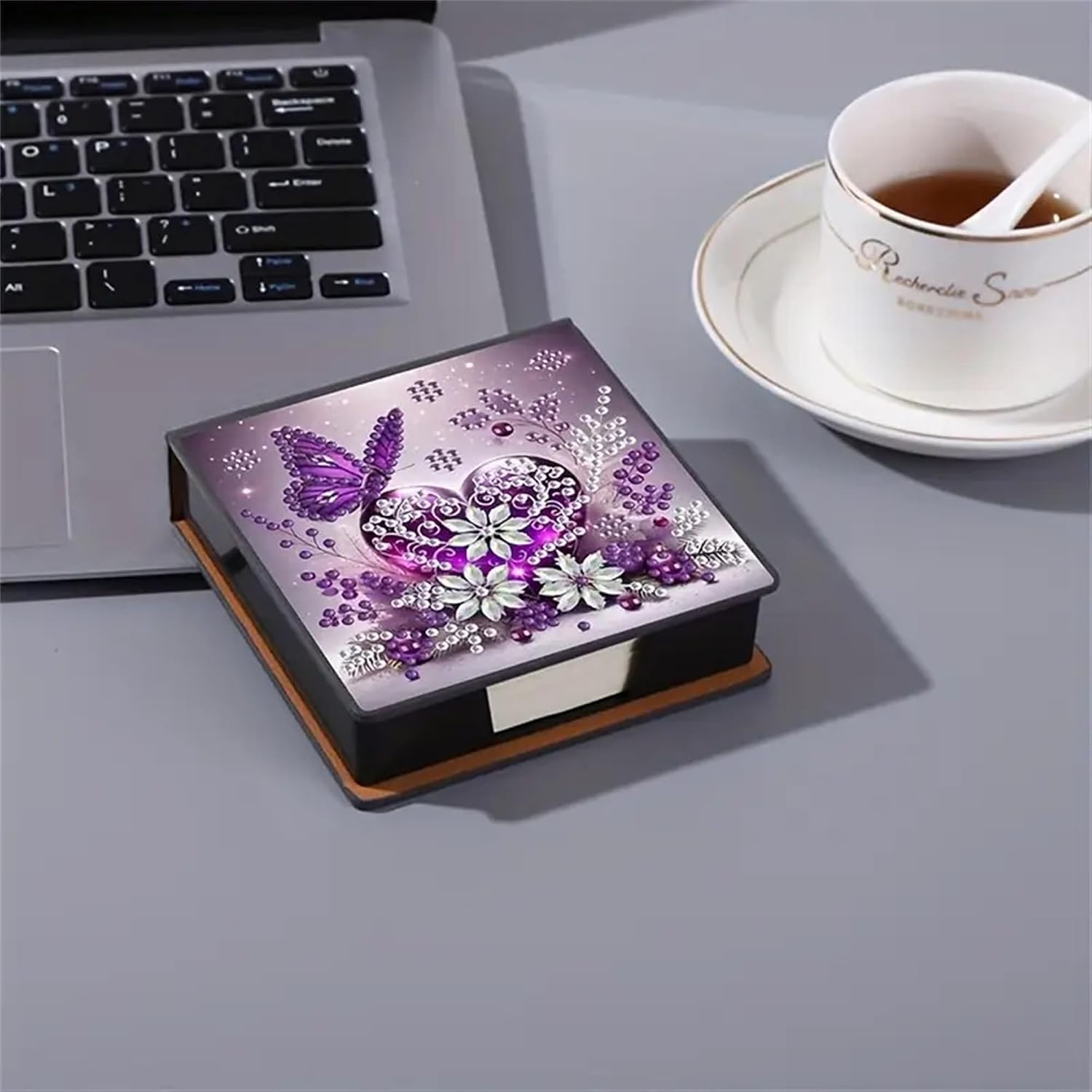 Butterfly Diamond Painting Kit Note Box,Memo Paper Storage Box Diamond Art,Sticky Note Holder Diamond Art,Diamond Painting Memo Pad For Office Desk. (butterfly2)