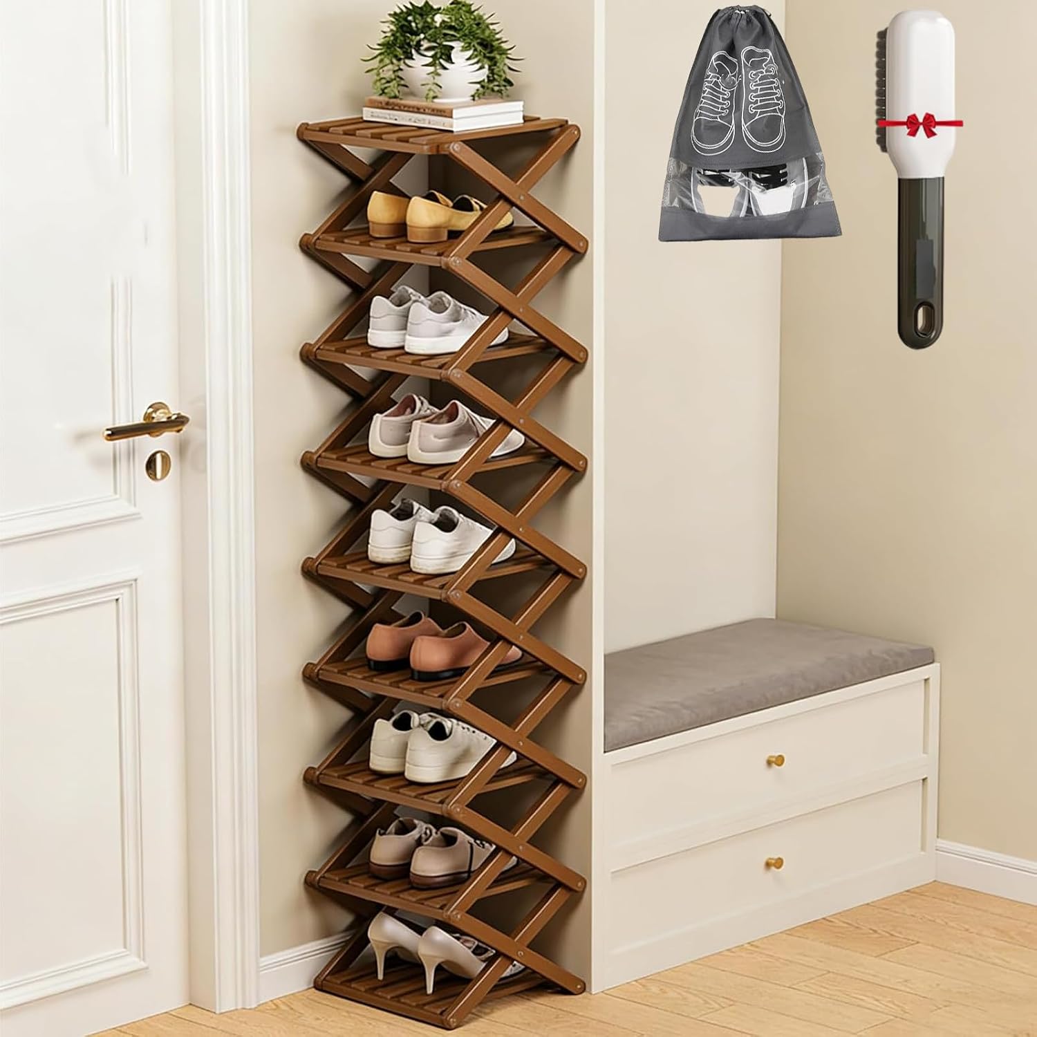 9 Tier Bamboo Shoe Rack