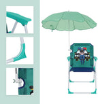 Relaxdays Children's Folding Chair with Parasol for Camping and Picnic, 51.5 x 36 x 37.5 cm, Multi-Coloured
