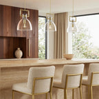 Modern Large Brass Kitchen Island Pendant Light, 10 '' W 1-Light Glass and Gold Island Pendant Lights,Dome Pendant Light, for Kitchen,Dining Room,Bathroom,Bar