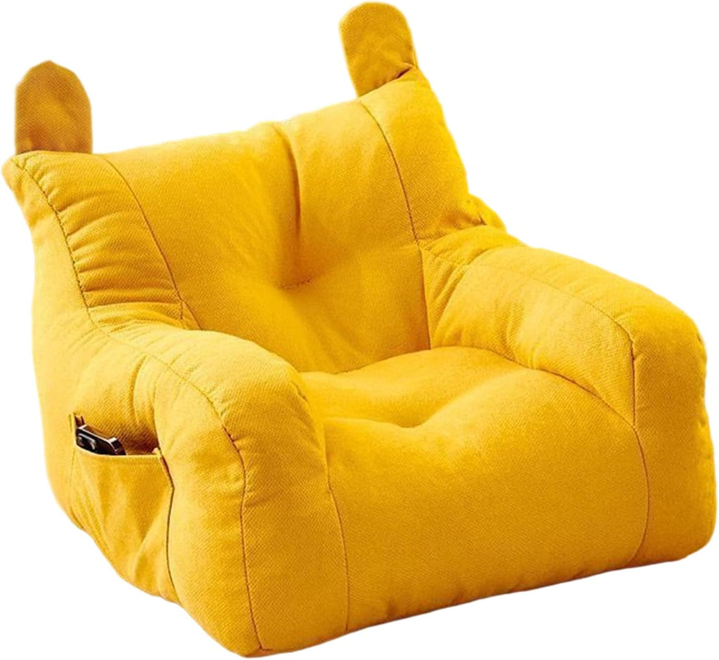 Soft Linen-Cotton Single Seater Toddler Mini Sofa, 1 Seater Safe Baby Small Chair, Yellow 14.96x14.96x13.78