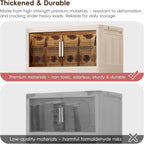 Stackable Organizer Drawers with Wheels, Foldable Plastic Storage Bins for Clothes/Dorm Room Double Door Cream Rolling Cabinet Height (Reinforce Stripe: 3 Clear, 19.8"D x 11.8"W x 31.1"H)