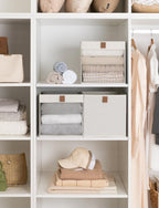 StorageWorks 11x11 Storage Cubes, Closet Storage Bins with Clear Window, Fabric Organizer for Clothes, Collapsible Storage Baskets with PU Handles, Beige, 3-Pack