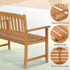 COSTWAY Wooden Bench Outdoor, Sturdy Outdoor Acacia Wood Bench for Garden, Park & Porch, 43”L x 22”W x 34”H, Teak