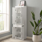 Maykoosh White Kitchen Pantry Cabinet - Adjustable Shelves & Full Extension Drawer