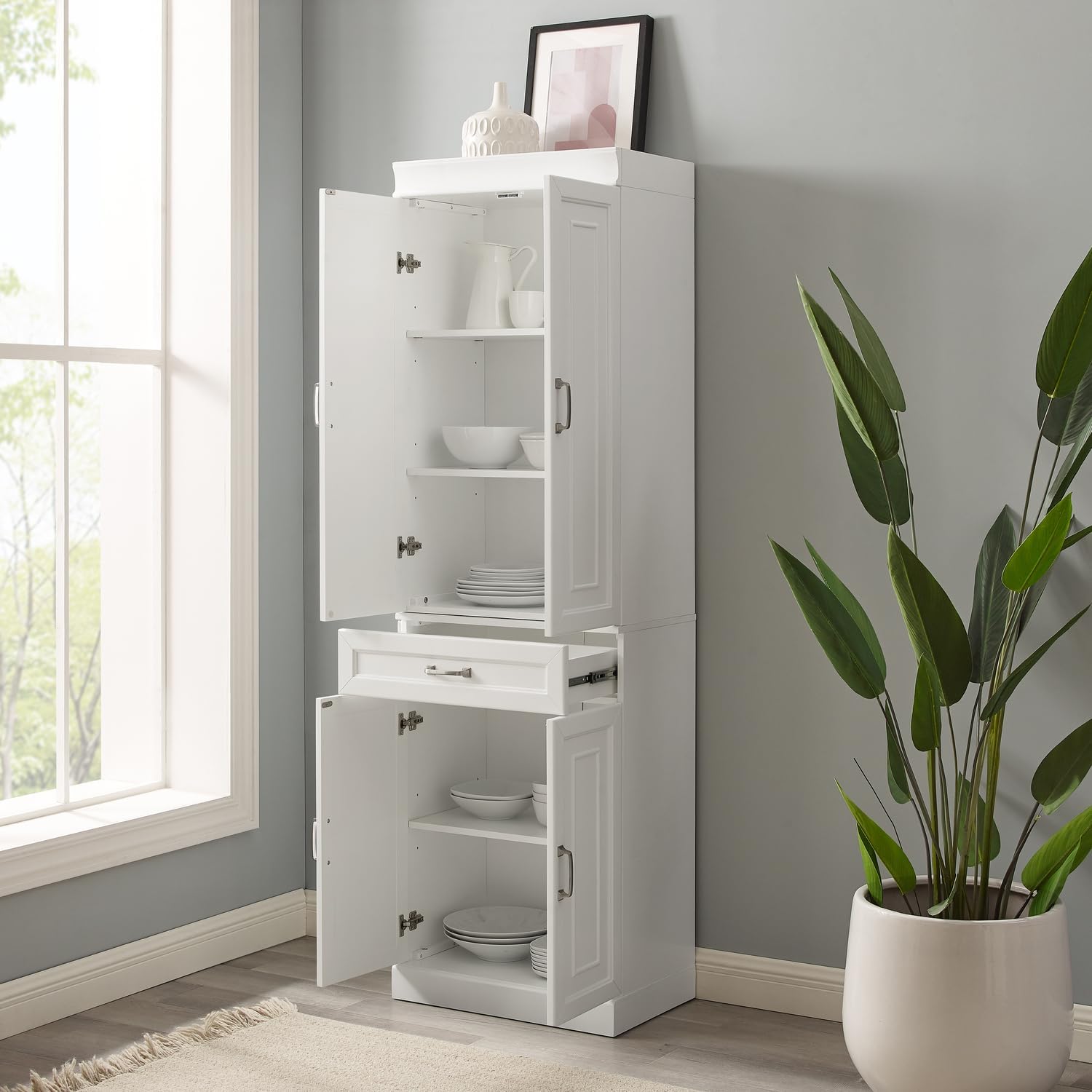 HomeStock White Modular Pantry Cabinet - Kitchen Storage Organizer