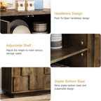 ONBRILL 60" Sideboard Buffet Cabinet with Storage, Irregular Panel Design Credenza Mid Century Farmhouse Coffee Bar Cabinet with 4 Doors & Adjustable Shelves for Living Room, Hallway (Rustic Brown)