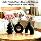 Upgraded Ceramic Vases Set for Home Decor, 3 Piece Modern Neutral Room Decor Desk Vase Bedroom Decor Flower Vase for Table Shelf Office Kitchen, Happy Birthday Gifts for Women Mom Men (Mix-3Pcs)