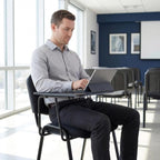 HNY Black Tablet Arm Chairs Set of 5, Mesh Office Waiting Room Guest Nesting Stacking Chairs, Reception Chairs with Flip-Up Table Conference Chair for School Classroom Training Meeting Room