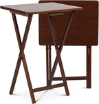 PJ Wood - Folding Wood TV Tray Table - Honey Oak, 10-Piece Set | Rectangular Design, Cross Base, 14.57 in W x 19.09 in L x 26 in H, Indoor Use, Assembly Required, Screwdriver Hammer Needed