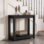 32" Entryway Table, Long Narrow Console Table with Shelves, Farmhouse Wood Sofa Table Behind Couch, Rustic Entry Table for Hallway, Living Room or Foyer, Black