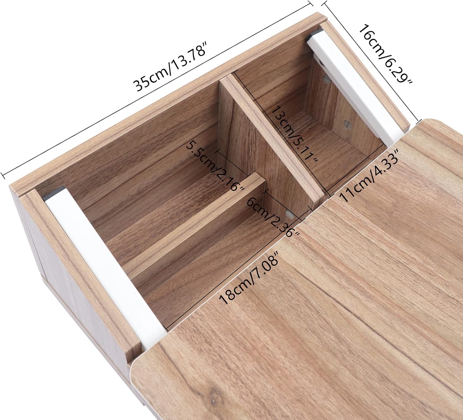 Shaped End Table Adjustable Height C Table with Wheels with Storage Wooden Snack Side Mobile Couch Table for Living Room Bedroom Study Rooms, Dormitories