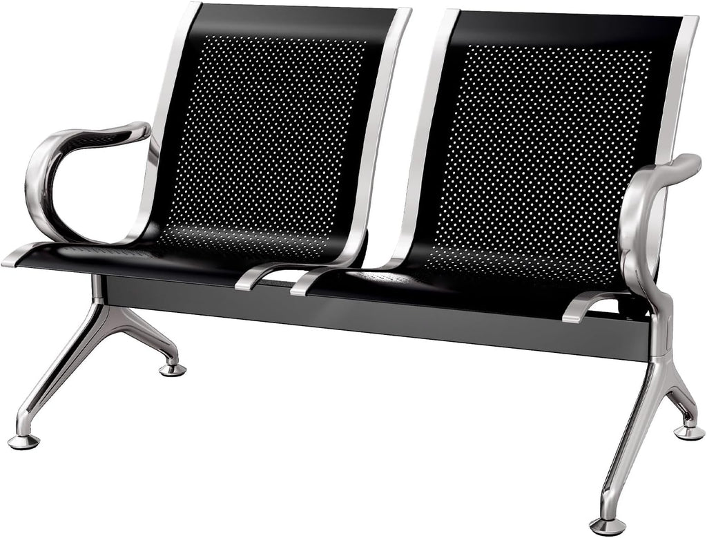 KINTNESS Waiting Room Chair - 2 Seat Reception Chair Benches Office Guest Chairs Heavy Duty Waiting Room Chairs with Arms for Lobby, Office, Bank, Hospital Bench, Black