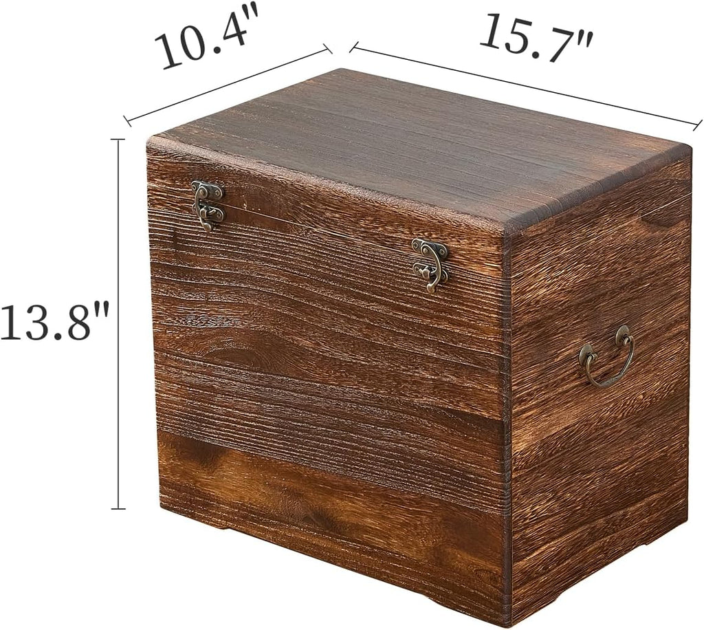 Wooden Storage Chest,Rustic Trunk Box,Storage Box for Living Room, Bedroom, Entryway,Dark Brown (S)