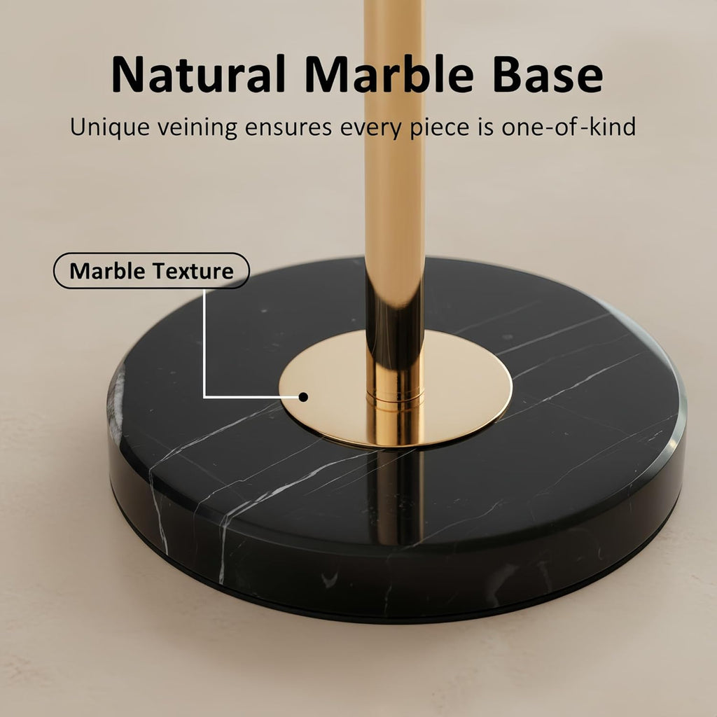 Martini Table Adjustable Drink Table, Small Round Side Table with Natural Marble Pedestal Base, Gold Accent Table for Living Room Sofa Couch, Art Deco End Table for Small Spaces