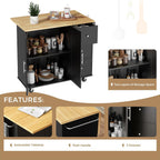 JY QAQA 40" Kitchen Island Cart Furniture cart on Wheels Rolling Portable Dining Room Serving Utility Carts Mobile Movable with Drawers Cabinet,Black