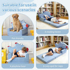 Toddler Couch 2 in 1 Flip-Out Kids Couch, Fold Out Foam Kids Sofa with Soft Washable Cover, Airplane Design for Playroom