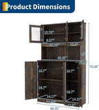 TrailBlaze Tall Freestanding Kitchen Pantry Cabinet - 71'' Farmhouse Style, Charging Station, Adjustable Shelves, Coffee Bar Countertop, Hutch Storage - Dining/Living Room