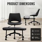 Ergonomic Cross-Legged Lounge Chair – High Lumbar Support, Adjustable Height, 360° Swivel, Wide Criss Cross Seat, Smooth Wheels – Ideal for Meditation, Yoga, ADHD – PU Leather, Black