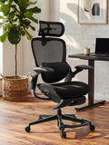 CabLady S2 Petite Office Chair for Women & Small Frames - 330lb Capacity, 4D Adjustable Lumbar/Headrest, Flip-Up Arms & Footrest, Ergonomic Desk Chair