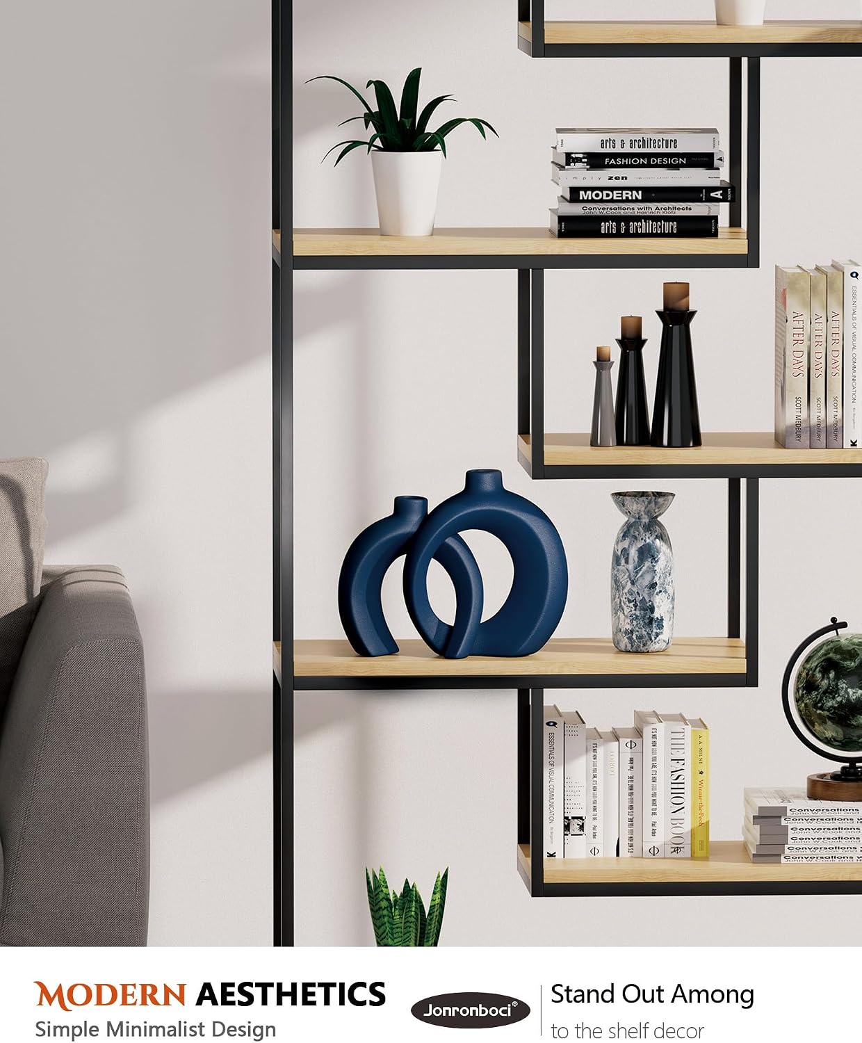 Blue Vase Set of 2 - Donut Navy Vases Home Decor, Modern Coastal Decor - Decorative Vase, Ceramic Decorations for Living Room Coffee Table Bookshelf Shelf Console Mantle (Matte Navy Blue)