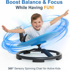 Spinning Chair for Autistic Kids, Sensory Swivel Chair with 360° Rotation, 220LBS Capacity, Non-Slip Base, Sit and Spin Toy for Children with ADHD, Balance and Coordination (Blue)